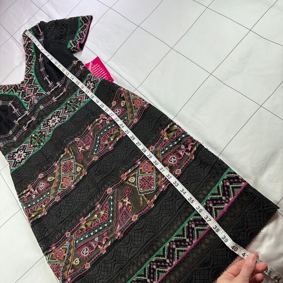 Tadashi Shoji Dress Womens 6 Black Merce Embroidered Sheath Lace Cocktail Party - Picture 11 of 11